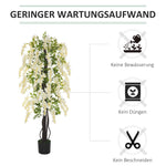 Artificial Plant White Wisteria, 165cm, Potted, Plastic