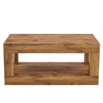 Modern 2-Tiered Coffee Table with Rectangular Open Storage Shelf, MDF