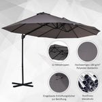 Double Parasol Cantilever Adjustable Garden Sun Protection, Metal Dark Grey