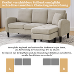 L-shaped Corner Sofa with Chaise Longue, 3-Seater Modular Design, Corduroy Fabric