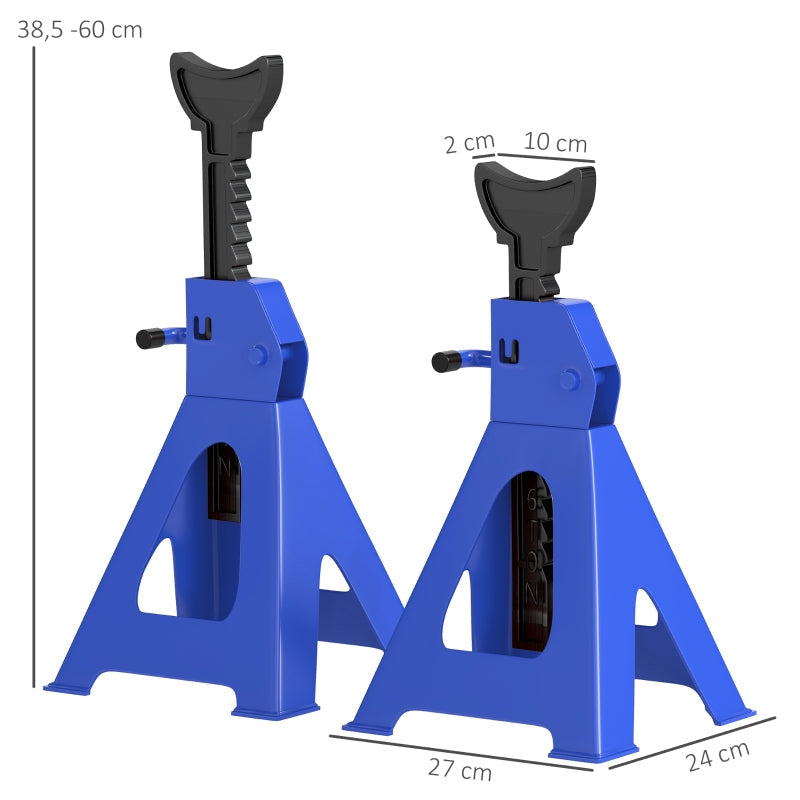 Jack Stand 3 Ton, 2 Pieces, 13 Levels Adjustable, Blue