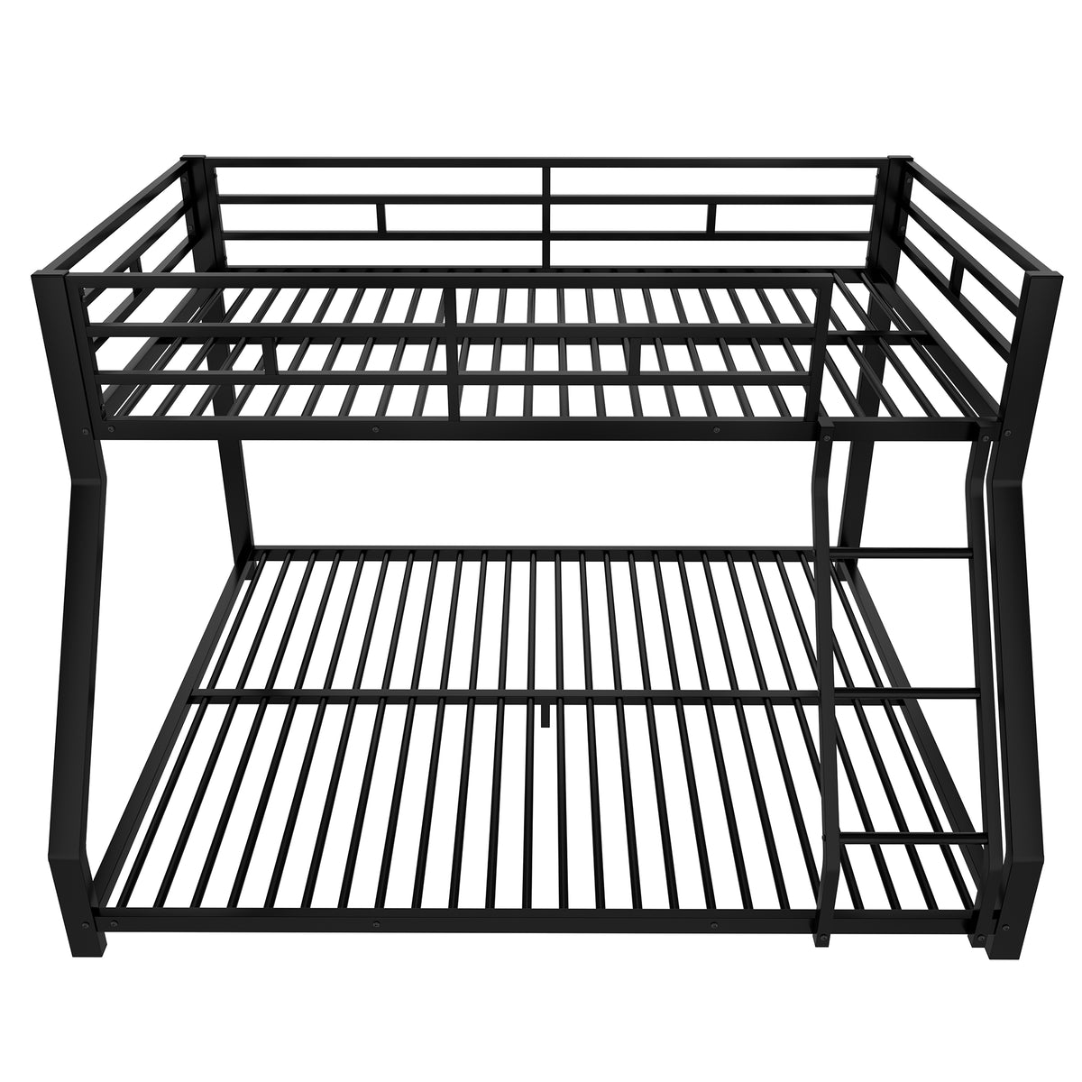 Bunk Bed 90x200 / 140x200 with Railing & Step, Black Metal
