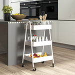 Serving Cart, 3 Levels with Wheels and Brake, White