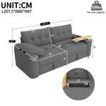Teddy Plush Sofa, 3-Seater Modular Sofa Bed with Storage and Side Table, Gray
