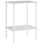 Side Table, 2-Tier Coffee Table with Storage, Metal Frame, White