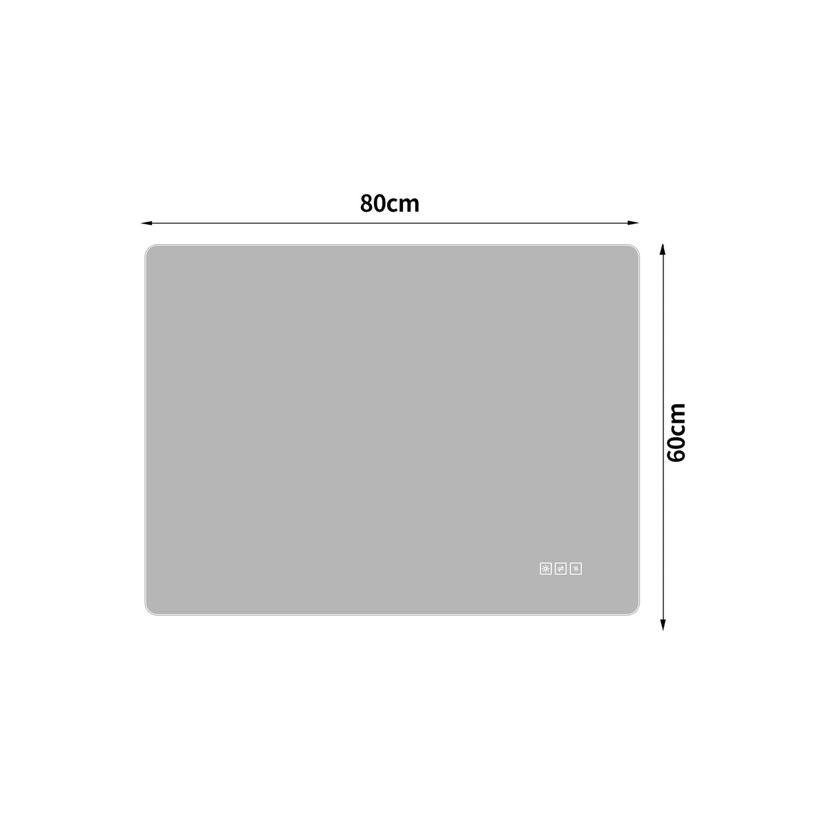 Frameless LED Bathroom Mirror 60x80 cm, Dimmable Anti-Fog, Glass