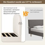 Upholstered Bed, 90x200cm Single Children's Bed with Hydraulic Storage and Slatted Base, Beige Bouclé