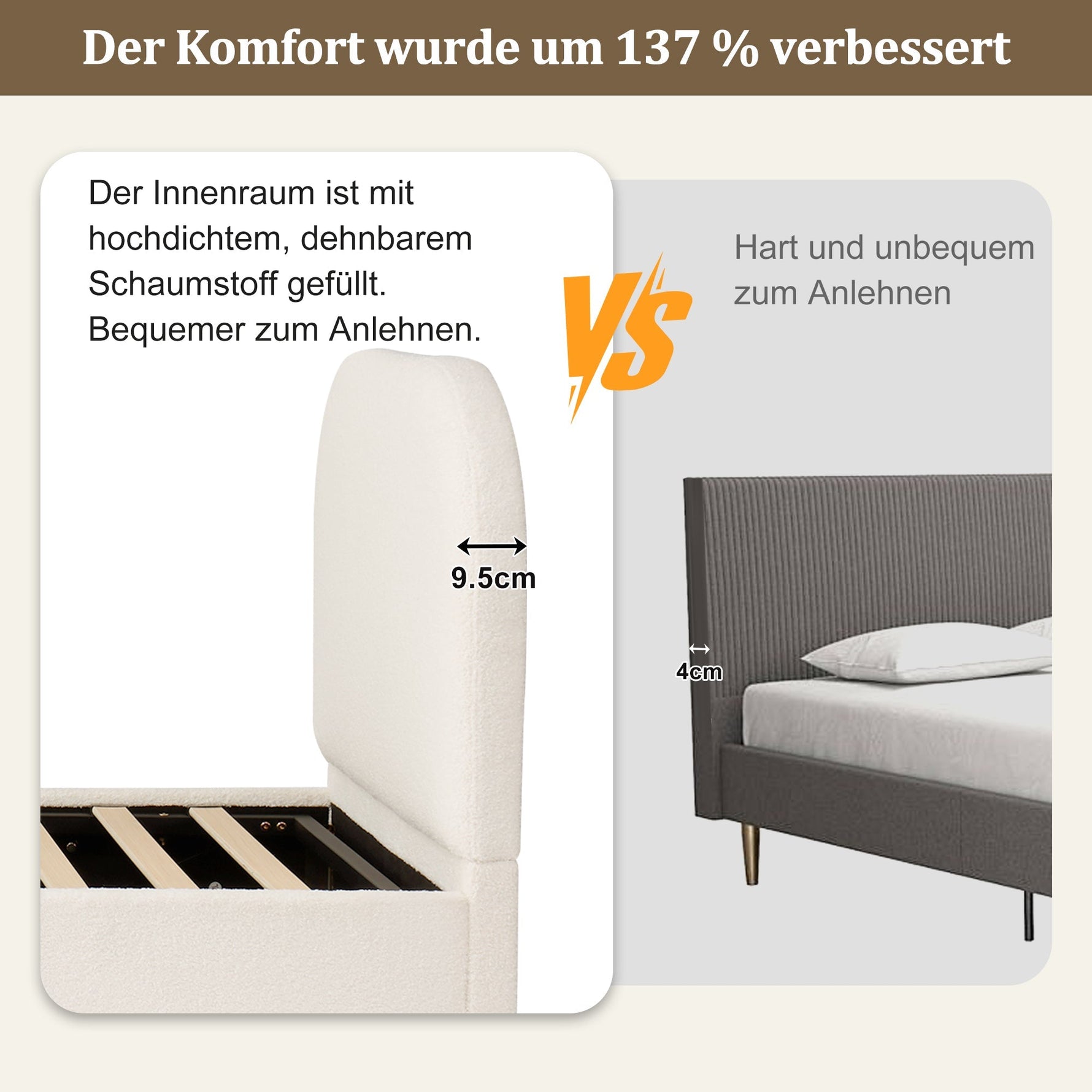 Upholstered Bed, 90x200cm Single Children's Bed with Hydraulic Storage and Slatted Base, Beige Bouclé