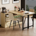 Extendable Folding Dining Table with Storage & 360° Rotation - Natural/Black