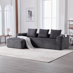 Compact Sofa Modular Side Pocket Cup Holder 3 Cushions - Corduroy Dark Gray
