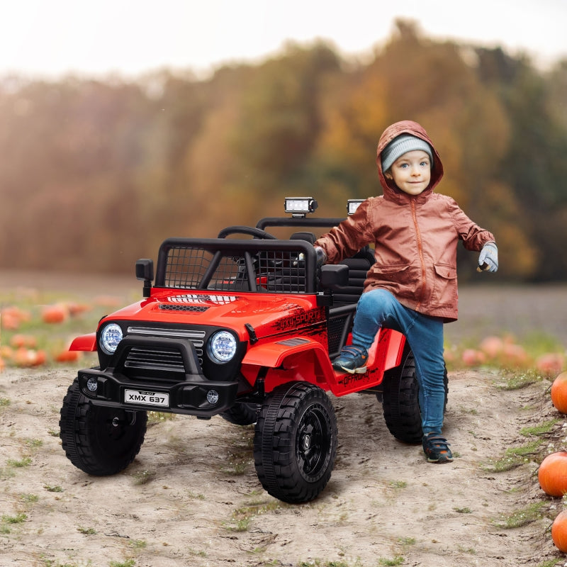 Children's Electric Car with Remote Control, LED Lights and 12V Motors, Red