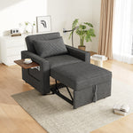 Foldable Sofa Bed, 1-Seater Recliner with USB & Phone Holder, Corduroy Grey