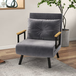 Sleeper Chair Single Sofa Bed Recliner Adjustable Backrest, Dark Grey Velvet
