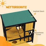 Cat House with Hanging Bridge & Balcony, Waterproof, Yellow Wood
