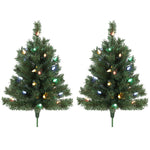 Illuminated Christmas Tree Set of 2, 60cm 60 LED Lights, Green