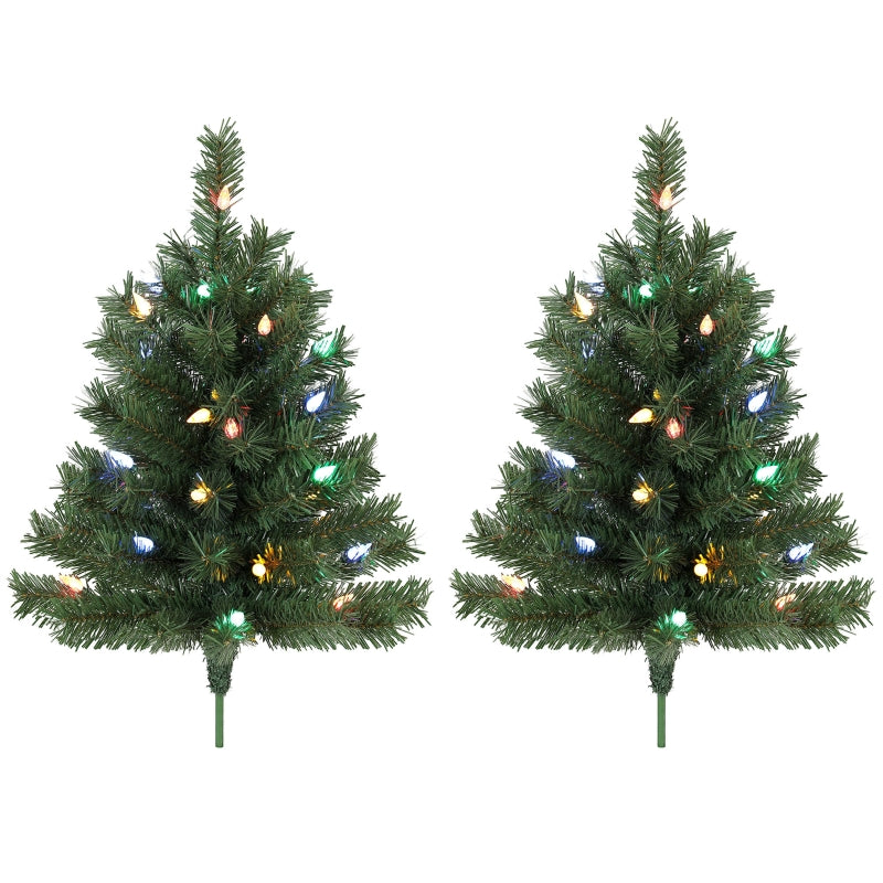 Illuminated Christmas Tree Set of 2, 60cm 60 LED Lights, Green