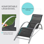 Garden Seating Set, 3-Piece Lounger & Table 2 Chairs Patio, Metal Mesh Black