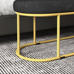 Upholstered Bench, Velvet Look, 200kg, Steel, Black