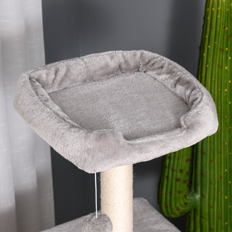 Cat Tree, 120 cm Multi-Level with Cave & Sisal Posts, Light Grey