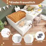 Children's Bed, Solid Wood Single with Desk & Drawers, White
