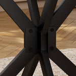 90 cm Round Dining Table, Space-Saving Kitchen Table with Metal Legs, Brown & Black