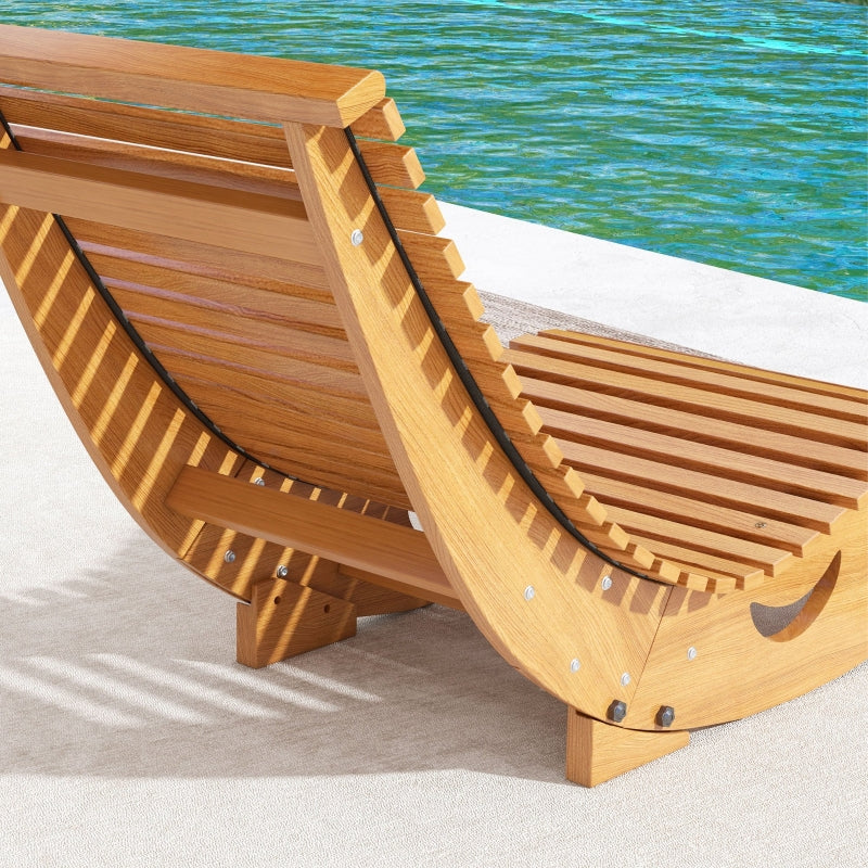 Outdoor Rocking Chair High Back Adjustable Pine Wood - Light Brown