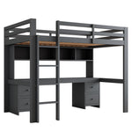 Loft Bed for Children with Desk and Storage, 90x200 cm, Grey