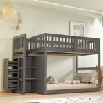 Low Bunk Bed, 140x200cm Safety with Storage, Wooden, Grey
