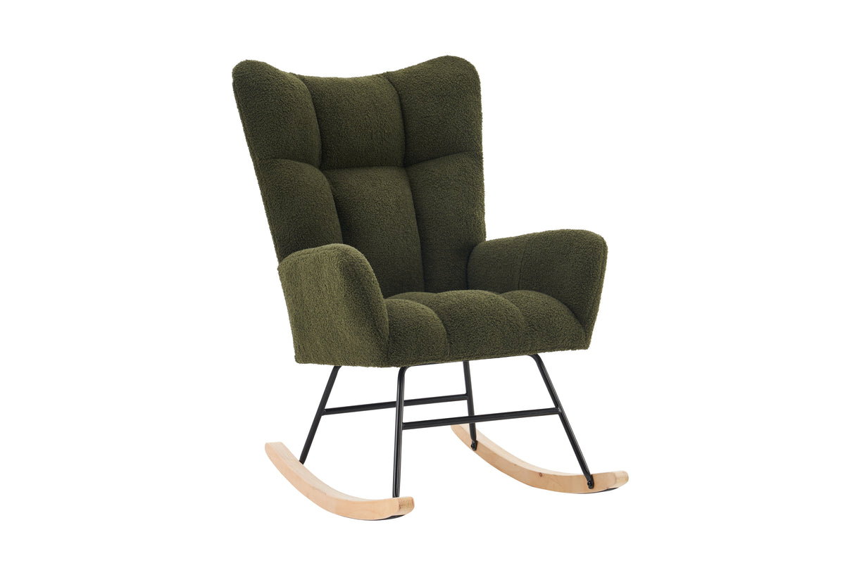 Rocking Chair Modern High Back Armrests - Green