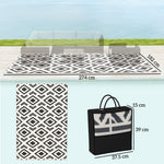 Outdoor Rug, Robust Weatherproof Foldable, Black and White
