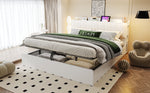 Wooden Flatbed 180x200cm with Hydraulic Storage & USB, White