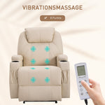Electric Recliner TV Massage Chair with Reclining Function, Faux Leather Beige