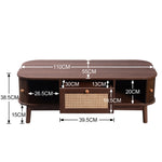 Coffee Table - Rattan, Drawers, Sliding Doors, Solid Wood, Natural Style