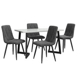 Dining Set 5-Piece Rectangular Kitchen Table 117x68cm Dark Grey Twill Velvet Black