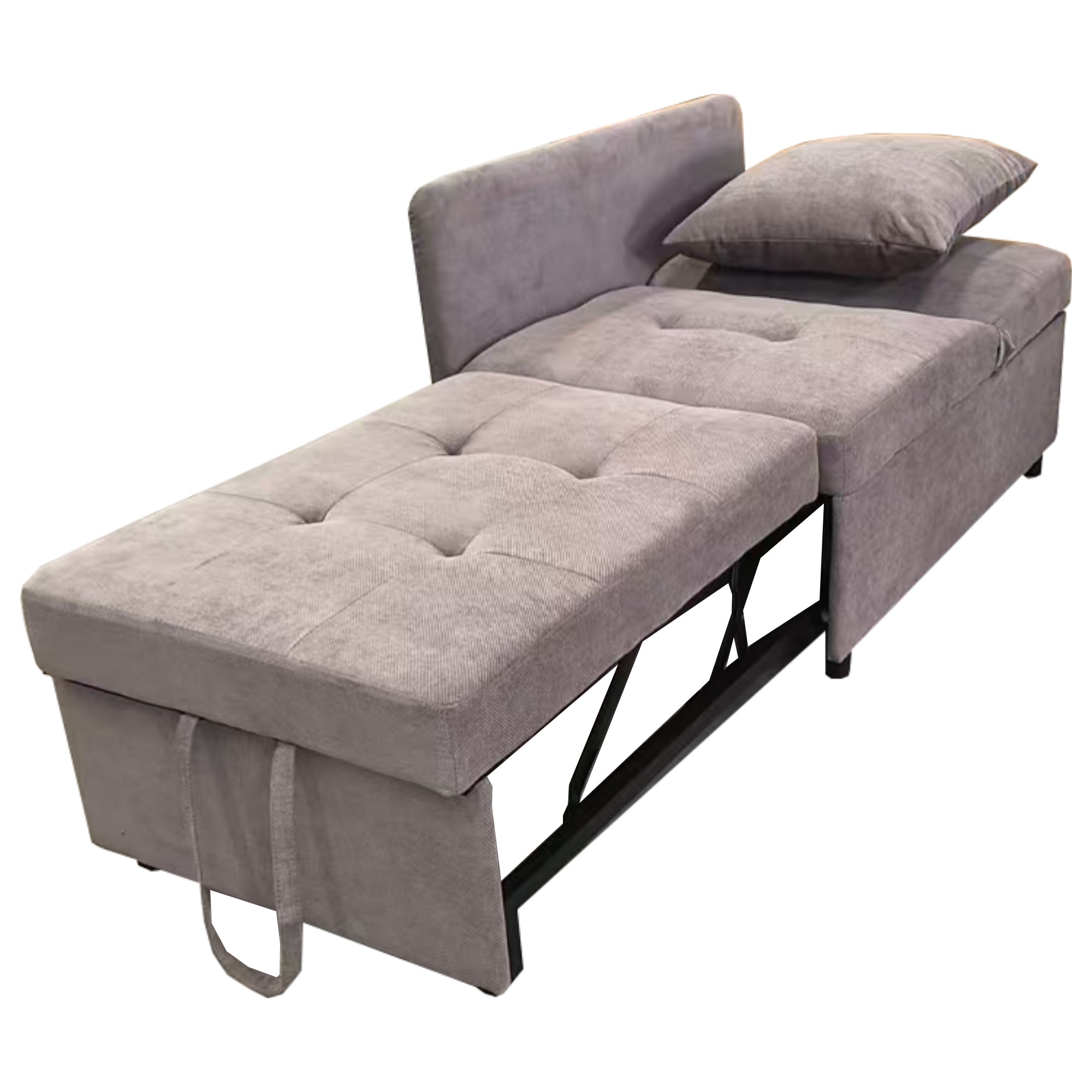 3-in-1 Convertible Sofa Bed with Adjustable Backrest and Cushions, Grey