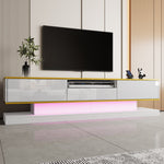 Modern TV Cabinet, 3 Drawers Open Compartment LED Lights 180x38x45cm, High Gloss