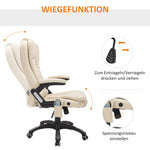 Massage Chair Executive, 6-Point Vibration, Heat & Recline, Beige Faux Leather