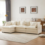L-Shaped Corner Sofa 3-Seater Upholstered with Footrest, Modern Chenille Fabric