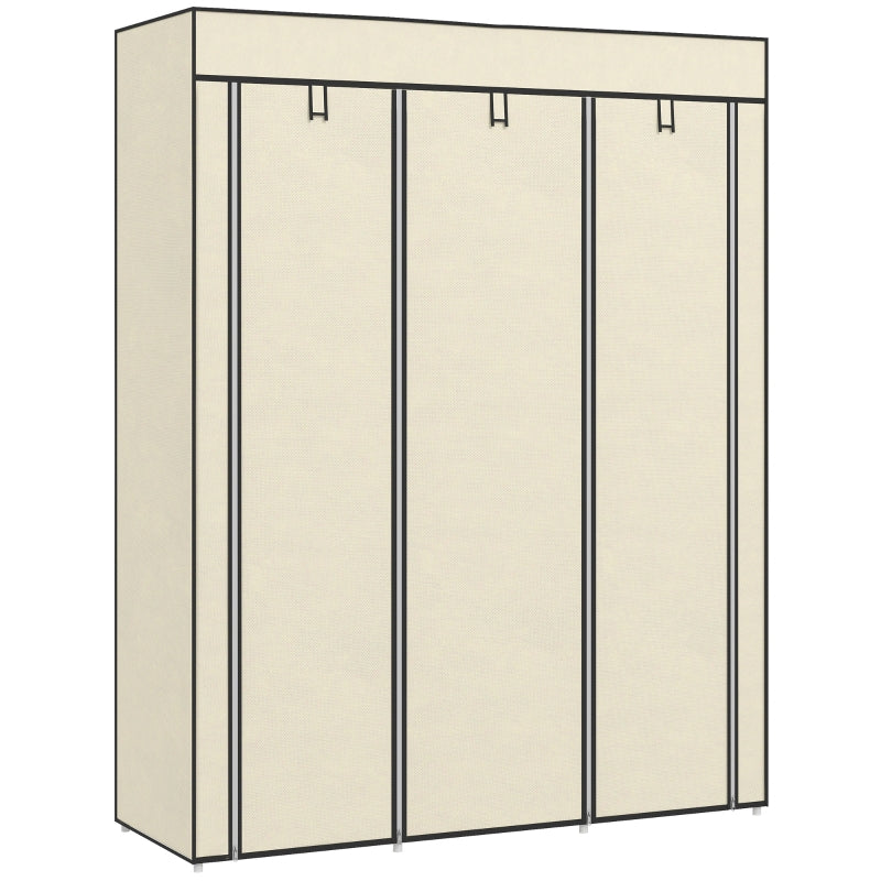 Fabric Wardrobe, Folding, 8 Tiers, Cream White