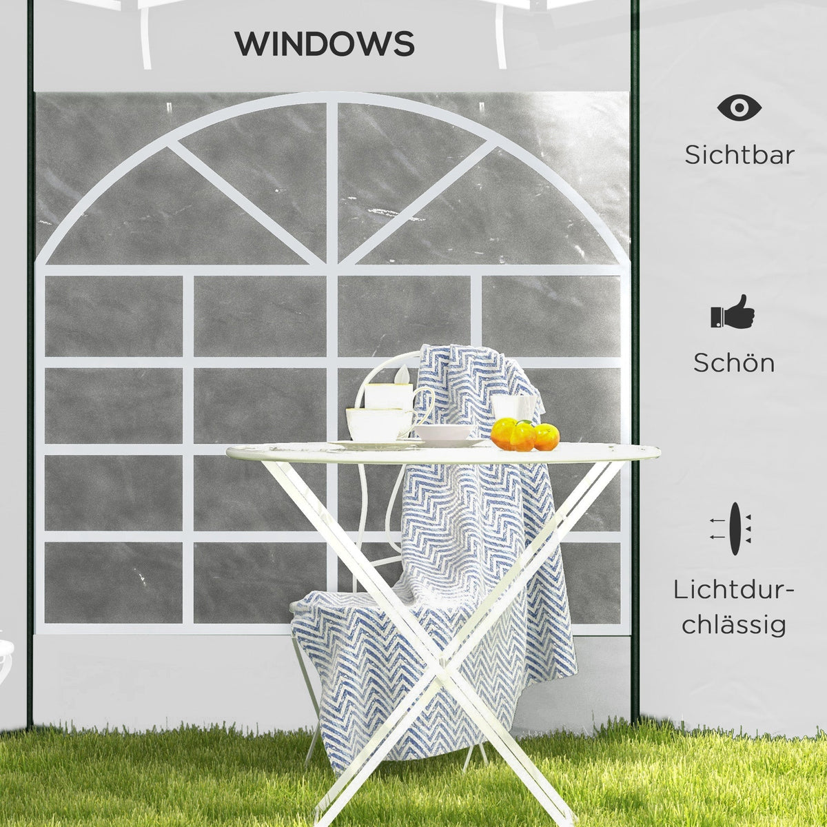 Pavilion Side Panels, Set of 2, Window & Door, Oxford, White