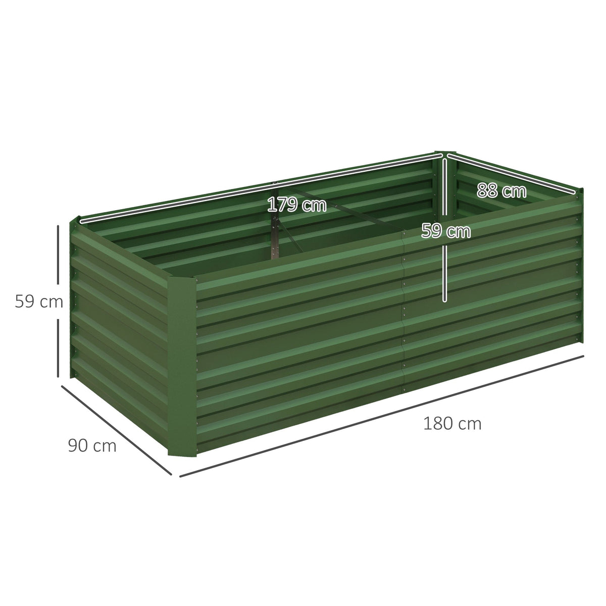 Raised Bed, Garden Planter 180x90x60cm, Steel