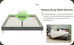 Modern Minimalist Bed Frame - 160x200 cm, Low-Profile, Grey Dutch Velvet