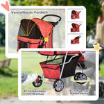Dog Stroller, Lightweight & Foldable, Red