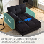 Palm Chair, Fluffy Striped Upholstery with Rolling Handrails, Black