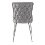 Velvet Dining Chair Set of 6, Luxurious Lounge Chair with Silver Metal Legs, Grey Velvet
