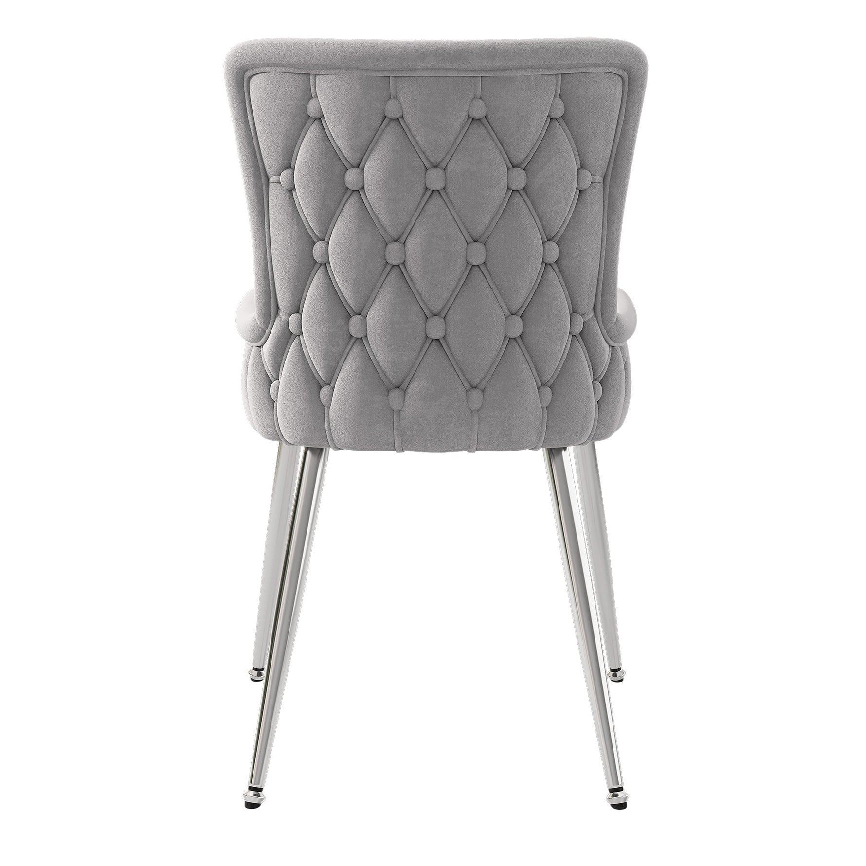 Velvet Dining Chair Set of 4 with Metal Legs Grey