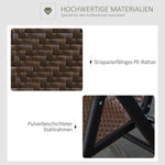 Polyrattan Folding Chair Adjustable Backrest Armrests Garden 7-Position
