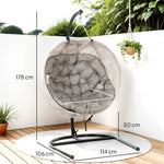 Egg-Shaped Outdoor Hanging Chair, Foldable Swing with Cup Holder, Sand
