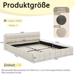 Double Bed 160x200cm Soft Quilted Frame - Beige Chenille