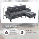 Sofa, 4-Seater with Footstool & Storage, Velvet